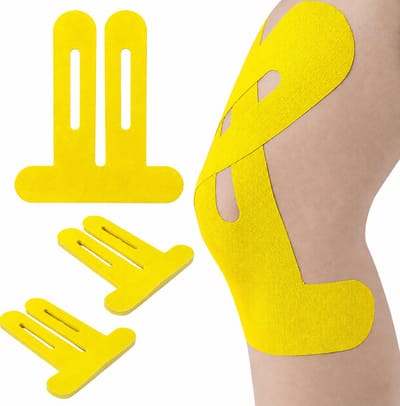 10 stuks kinesiologietape voor knieën, sporttape, waterdichte en ademende kinesiologietape, elastische sporttape voor kniepijnverlichting, voorgesneden kinesiologietape, knietape, spiertape voor knieondersteuning (geel)