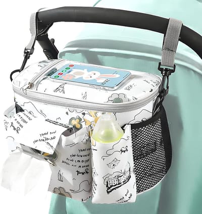 Kinderwagen Organizer - Draagtas Caddy - Onderweg Spullen - Waterdichte Oxford Stof - 30 x 20 x 18 cm - Kasteel