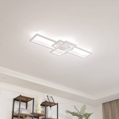Lindby - LED plafondlamp- met dimmer - 1licht - aluminium - H: 8.5 cm - wit - Inclusief lichtbron