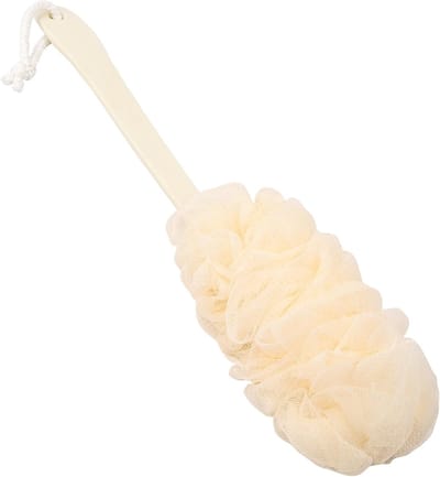 Verzorgende douche spons met handvat, rugborstel en mesh borstel voor exfoliatie en huidreiniging