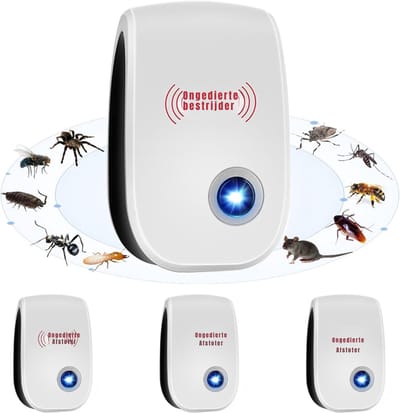 SAVI® Muizenverjager Ultrasone Binnen - Muizenval - Muizenvallen voor Binnen - veilig voor mensen en huisdieren - met nachtlampje - Wit - 9cm x 6cm x 3cm