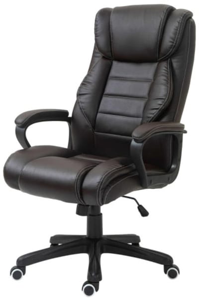 Bureau Stoel 64x50x112-120cm Massagestoel Bruin Gebonden Leer Verstelbare Zit Hoogte Wipfunctie Draaistoel Ergonomisch Trilmassage Werkruimte