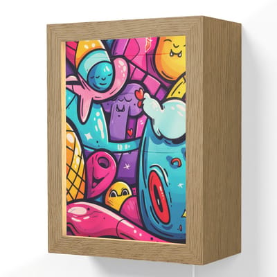 Wandlamp 15x20 cm - Oplaadbaar - Abstract - Neon - Design - Kleurrijk - Graffiti - Wandlampen binnen woonkamer - Slaapkamer lamp met kabel - Decoratieve nachtlamp - Vloerlamp snoer