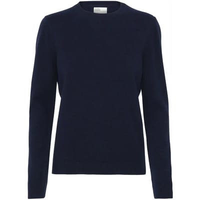 Damestrui met Ronde Hals in wol Colorful Standard Light Merino Navy Blue
