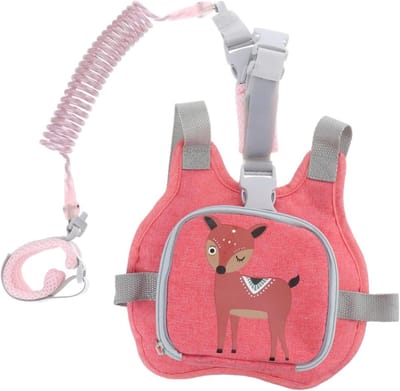 Anti-verloren Riem - Veiligheidsharnas Baby - Veilig Wandelen - Met Opbergvak - 2 Meter Touw - Roze