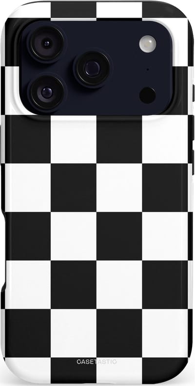 Casetastic hoesje geschikt voor Apple iPhone 17 Pro - MagSafe - Dubbellaagse bescherming - Schaak - Fashion Case - Zwart Wit Zilver