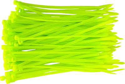 Kortpack - Kabelbinders/Tyraps - 200mm lang x 4.8mm breed - Neon Groen - 100 stuks - Treksterkte: 22,2KG - Bundeldiameter: 50mm - Bundelbandjes - Lichten op onder Blacklight - (099.2082)