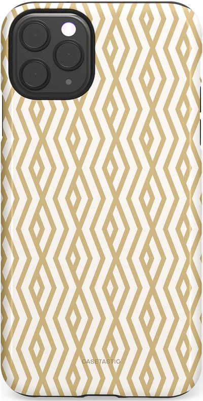 Casetastic Hoesje Geschikt voor Apple iPhone 11 Pro Max - Stijlvolle Beschermende Duo-layer Case - Art Deco Goud