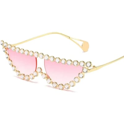 Lunettes de Soleil Vintage Élégantes Cat Eye Protection UV Lunettes avec Monture Diamant - Lunettes de Soleil Cristal de Luxe pour Hommes et Dames As Picture