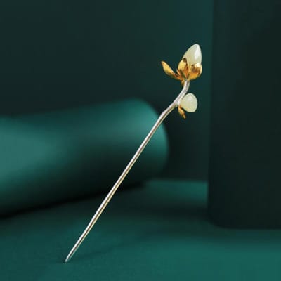 Nieuwe Natuurlijke Hetian Jade Lotus Haarspeld Tiara Dames Haar Sieraden Retro Elegante Chinese Stijl Hanfu Accessoires Huwelijksgeschenk black