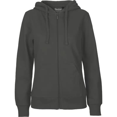 Fairtrade Ladies Zip Hoodie met capuchon Charcoal - XS