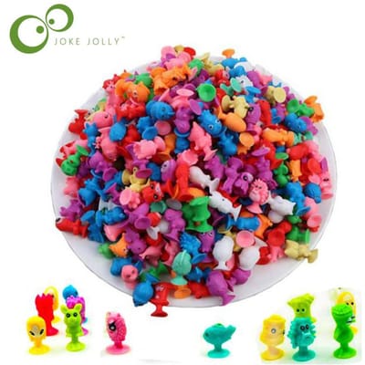 40Stuks Mini Zuignap Poppen Zee Land Vreemd Dier Zuignappen Kinderen Actie Speelgoed Capsule Model Zuignap Poppen brown