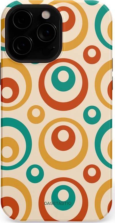 Casetastic hoesje geschikt voor Apple iPhone 13 Pro Max - MagSafe - Dubbellaagse bescherming - Bolletjes boogie - Fashion Case - Crème Terracotta Goud Turquoise