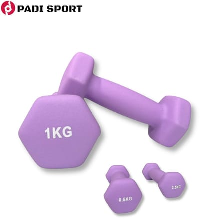 Padisport dumbells paars 0,5 en 1 kg - gewichten set halters - gewichten set dumbbell - dumbbells
