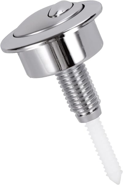Toiletspoelknop compatibel met Siamp Optima49 - Ronde kop, dubbele toiletspoelknop (zilver)