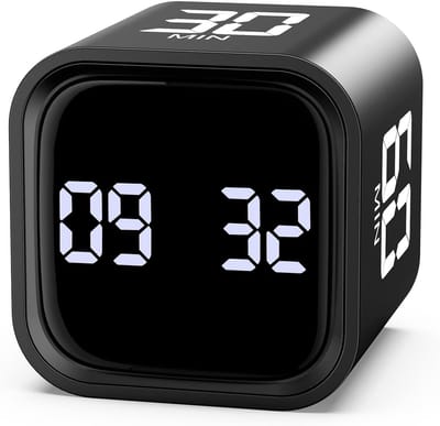 Techniek Timer - Digitale Timer - Kookwekker - Afteltimer - Time timer - Roterende kubustimer - Werk, Studie & Thuiswerken - Zwarte timer