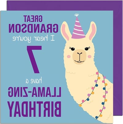 Achterkleinzoon Lama Kaart - Verjaardagskaart Lama - Verjaardag Vieren - Gemaakt in Engeland - 145 x 145mm - Gekleurd