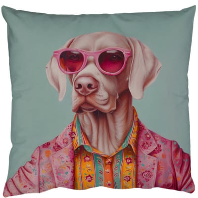 Sierkussens - Kussentjes Woonkamer - 50x50 cm - Hond - Overhemd - Bloemen - Bril
