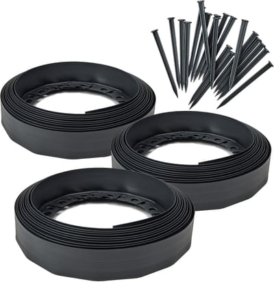 Garronda – Bedranding - Kunststof Stoeprand met Bevestigingsankers – 30 m x 6 cm met 60 Bevestigingsnagels – GD-JBM-Rollborder1000