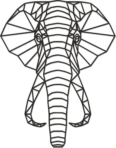 Hout-Kado - Olifant - Medium - Zwart - Geometrische dieren en vormen - Hout - Lasergesneden
