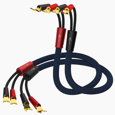 Hoge kwaliteit 2M luidsprekerkabel set met flexibele audiophile kabels en vergulde Y-vormige verbindingen voor HiFi versterkers en AV-receivers