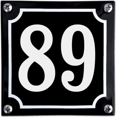 Zwart emaille huisnummer  - 89