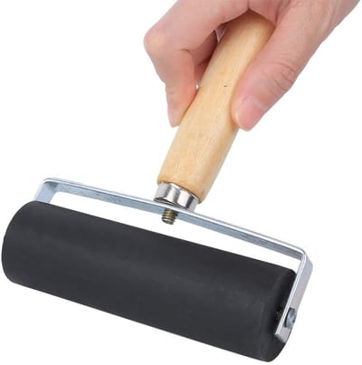 Dailygoods - Rubberen roller, 11 cm linolroller rubberen rol voor linoldruk & drukafbeelding, verfpenseel brayer roller met handvat voor schilderen, afdrukken of reliëf (groot)