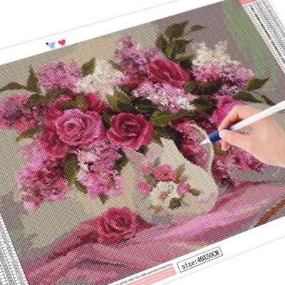 Diamant Schilderij Bloemen Volledige Boor Borduurwerk Kristal Schilderij Diamant Mozaïek Bloem 20X30CM black