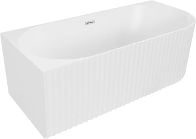 Mexen Gia vrijstaande hoekbadkuip geribbeld links 150 x 75 , wit mat, overloop chroom - 52701507501L-01