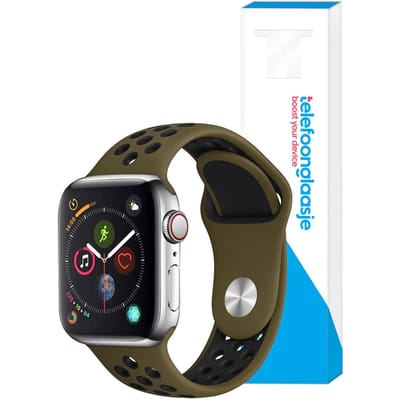Siliconen sportbandje Apple Watch 1/2/3/4/5/6/SE ? 38/40mm - Groen/Zwart
