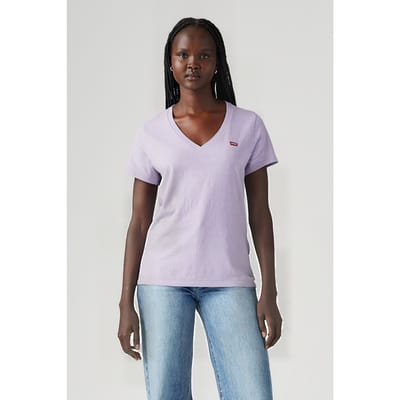 Levi's Perfect Slub Vneck Heirloom Lilac Slub Maat: S | Tops Outlet | Dames | Paars
