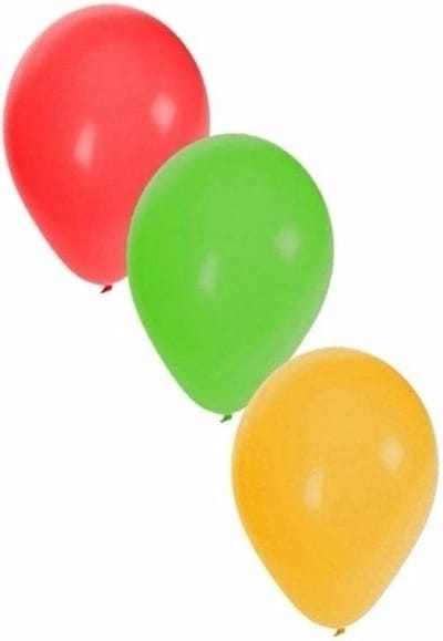 Shoppartners Ballonnen rood/geel/groen - 15x stuks - Carnaval thema kleuren - feestartikelen