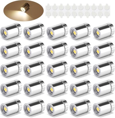 20 Stuks Draadloze Mini LED Spotjes – Accu Geactiveerd – Warm Wit – Voor Kunst, Sieraden, Vitrines, Modellen & Decoratie