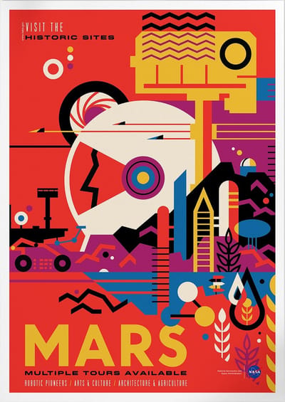 Historic Sites Of Mars | Space, Astronomie & Ruimtevaart Poster | A3: 30x40 cm