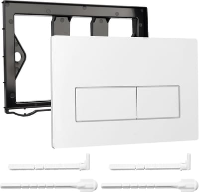 WC Plaat Set - Dubbele Spoel - Badkamer Renovatie - Montageframe Inbegrepen - 10x10mm - Mat Wit