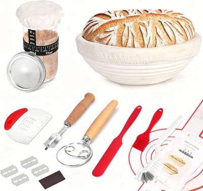 Zuurdesem Starterset - Broodbak Benodigdheden - Zuurdesem Brood Bakken - 15 Delige Kit - 19.8 x 22.5 cm