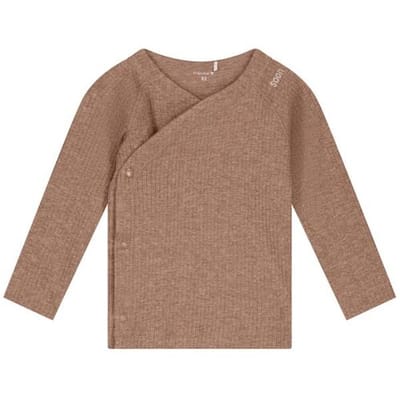 Prénatal newborn overslagshirt rib Light Taupe Brown 44 unisex