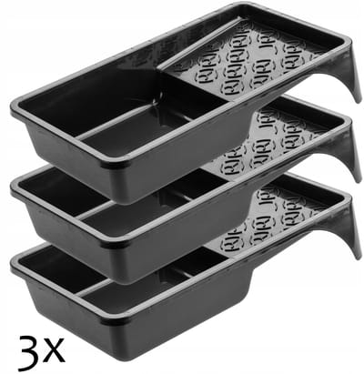 KADAX Verfbakje, kunststof verfschaal, verfschaal voor muurverf, verfbak met klein handvat, schilderaccessoires, lakbak, schilderbenodigdheden, verfschaal (3, zwart)