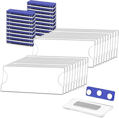 Magnetische naambordjes voor kleding en evenementen, 20 stuks, 75 x 31 mm, ideaal voor kantoor en scholen