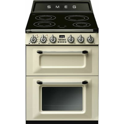 SMEG Fornuis met Inductie Kookplaat Fornuis, 60x60 cm, Victoria, Crème, Type kookplaat: Inductie, Type primaire oven: Thermogeventileerd, Type secundaire oven: Statisch, A, A