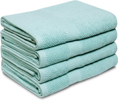 DoubleDry Popcorn Weave Handdoeken 70x140 cm - Set van 4 - 100% Katoen 450 g/m2 - OEKO-TEX Made in Green - Mint