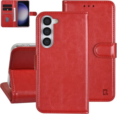 Multimedia & Accessoires PU Lederen Book Case Hoesje geschikt voor Samsung Galaxy S24 Ultra – Rood - Portemonnee – Met Stand – Kaarthouder – Pasjes Houder – 3 Pasjes - Magneet Sluiting – Bookcase