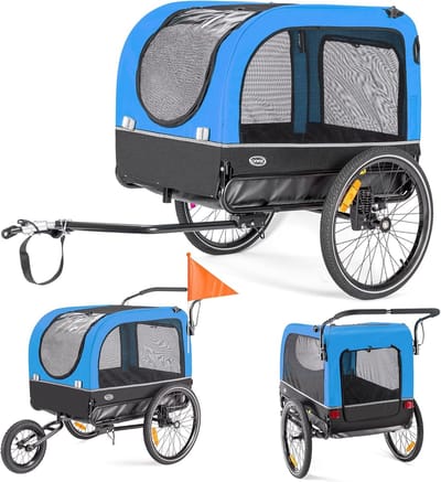 Fietskar voor honden - 2-in-1 hondenaanhanger en jogger met schokdemper, tot 40 kg