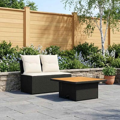 vidaXL - 2 - Stuk - Tuin - middelste - sofa - met - opklaptafel - poly - rattan