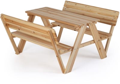 Picknicktafel - Kinderen - Tuintafel - Multifunctionele Picknick tafel - Met parasol - Speeltafel - Geschikt voor Buiten - Hout - Naturel