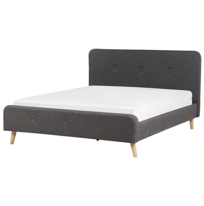 RENNES II - Tweepersoonsbed - Donkergrijs - 160 x 200 cm - Polyester
