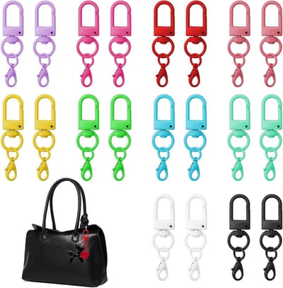Set van 20 Carabiner Haken voor Sleutels, Tassen en DIY Projecten - Stevige en Duurzame Sleutelhangers met Draaihaak