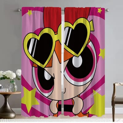 PowerPuff Girls Raamgordijn voor Kamer 2 Paneel Scheidingswand Tule voor Slaapkamer Huis Interieur Gordijnen Shades Halloween Decoratie W50xH70cmx2pcs-CL black