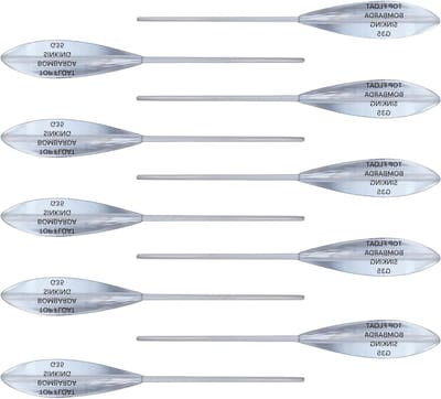 Sbirolino Zinkset - Dobberset Forel - Sleepvissen met Sbirolino - Hoge Worpbreedtes Long Cast - 10 x 35 gram - Transparant
