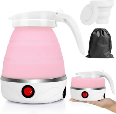 Opvouwbare Waterkoker - Draagbare Waterkoker - Reizen en Kamperen - Compact en Lichtgewicht - 0.6 Liter - Roze